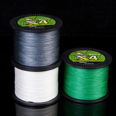 China custom high tensile strength 500m ultra strong tensile braided fishing line 4 strands multi filament pe multicolor pe line for sale