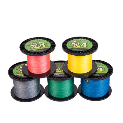 China High strength factory custom colored rigs 4 braid pe strong fishing line 5 colors 500m 4 strand pe braided fishing lines for sale