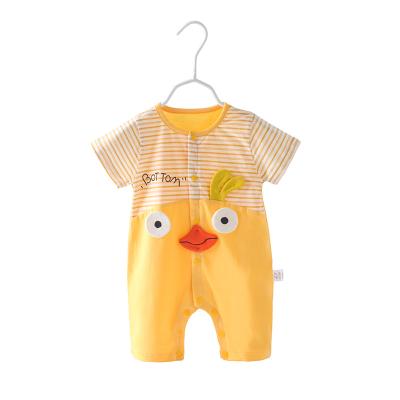 China Wholesale 100% Cotton Overalls Short Sleeve Knitted Yellow OEM Service Baby Clothing Private Label Jumpsuits Romper For Baby for sale