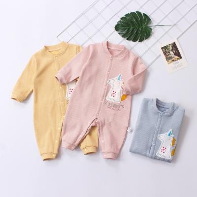 China 100% Cool Custom Made Baby Romper Front Button Bodysuit Set Cotton Autumn Toddler Boutique Outfits Rompers for sale