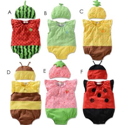 China Custom Toddler Clothing 100% Cotton Fruit Look Baby Romper Sleeveless Baby Romper Set Baby Clothing for sale