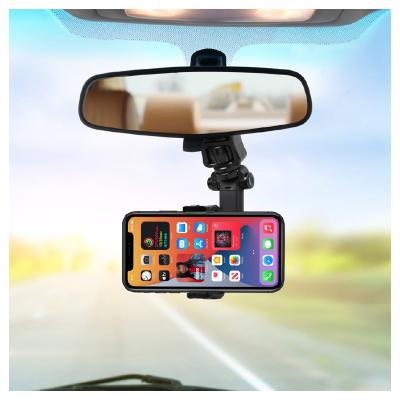 China Universal Foldable Flexible Car Mobile Phone Rearview Mirror Mount Adjustable 360 ​​Rotation Mount On Rear View Mirror for sale