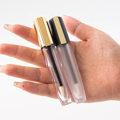 China Cosmetic Lipgloss Tube Containers 4ml 4.5ml Plastic Cosmetic Empty Lip Gloss Tube packaging In Stock Gold Black lip gloss wholesale for sale