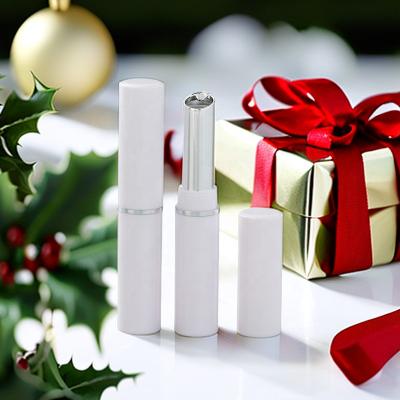 China Cosmetic Lipgloss Tube Containers 2023 Christmas Celebration Mini Empty Attractive Plastic Glossy White Lipstick Container, Cute Lipstick Tubes Lip Balm Tube for sale