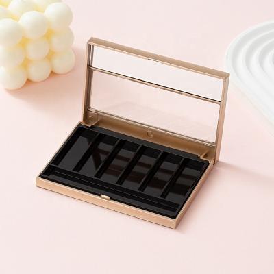 China Eyeshadow Palette 6 Colors Empty Rectangle Single Grid Eyeshadow Palette Pressed Powder Container Compact Blush Packaging with Window for sale