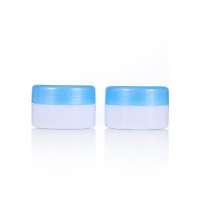 China Mini Cosmetic PP Eye Cream Plastic Cosmetic Jar Packaging Cream Jar 20g With Blue Cap for sale