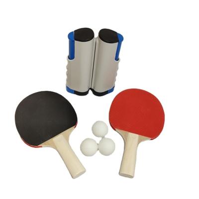 China Poplar Wood Professional Netting 2 Player Table Paddles Set Ping Pong Bat for sale