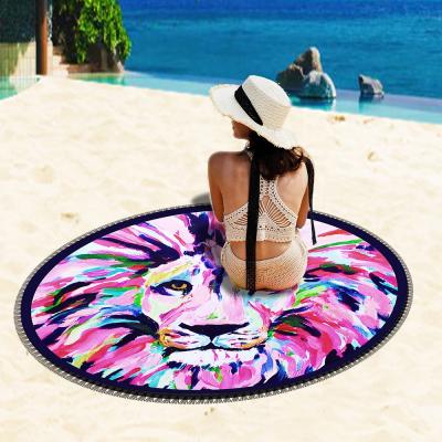 China Factory Wholesale New Viable Summer Large Round Microfiber Mandala Printed Beach Towels 1.5m With Tassel for sale