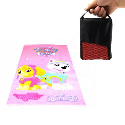 China Durable Comfortable Microfiber Kids Cartoon Sports Towel Soft And Quick Dry Digital Printing Beach Towel for sale