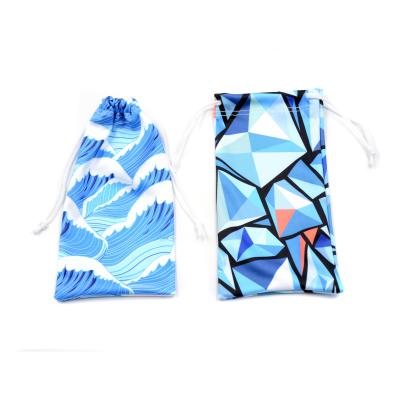 China Recyclable Customized Printed Drawstring Microfiber Sunglasses Pouch Velvet Fabric for sale