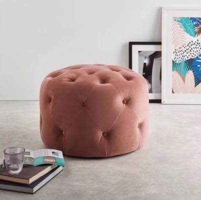 China (Other)Living Room Furniture Adjustable Chesterfield Ottoman Stool Velvet Round Stool for sale