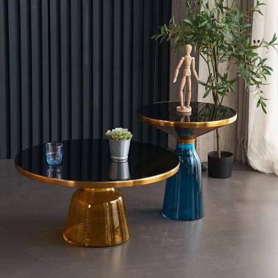 China Glass Table Sofa Side Tea Center Coffee Base (The Other) Round Adjustable Modern Simple Marble Bell Top Table Coffee Table for sale