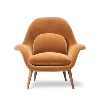 China Living Room Chair Stretch European Modern Velvet Upholstered Fabric Leisure Armchair Wooden Leg for sale