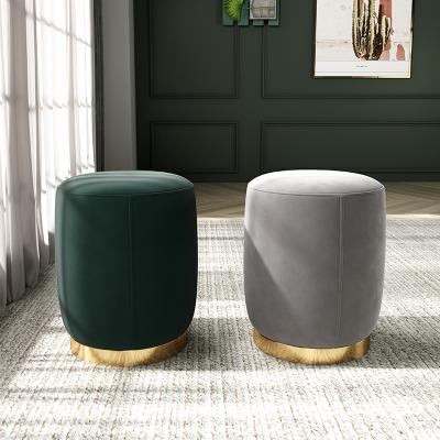 China Low Ottoman Small Soft/Comfortable Mini Shoe Change Stool Leather Nordic Living Room for sale