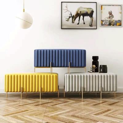 China (Other) Modern Adjustable Rectangle Shape Ottoman With Gold Sofa Bench Legs for sale