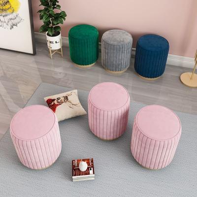 China (Other) Modern Design Adjustable Chair Living Room Ottoman Stool Velvet Round Stool For Living Room Furniture for sale