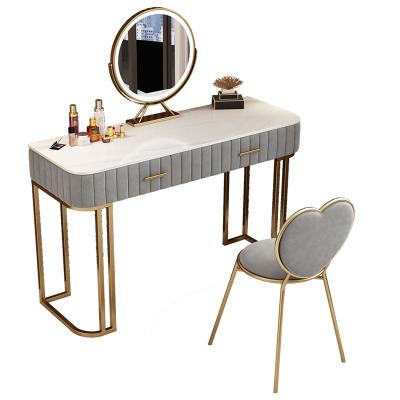 China (Other) modern simple adjustable gold makeup table and chair combination for bedroom for sale