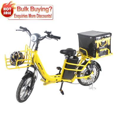 China Carbon fiber 350w 250w electric fast food delivery bicycles18inch take away adult e-bike for pizza 80km long distance for sale