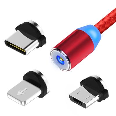 China Strong Magnetic Charging Cable 2019 New 3 In 1 Type C Phone Micro Fast Data Magnetic Light Charging Luminous Usb Led Charger Lighting Cable For iPhone for sale