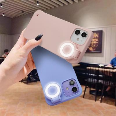 China Shockproof For iphone 12 Pro Max Hard PC Circle Light Up Ring Flash Fill Light Phone Case, Originality Selfie Lens Mobile Phone Cover for sale