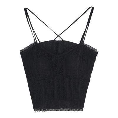 China Beautiful New QUICK DRY Lace Halter Back Underwear Women Without Underwire Breast Filling Girls Wear Outside Bra One Piece Bra Vest for sale