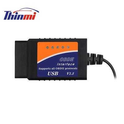 China All OBDII DTC Compliant Vehicles OEM ELM327 USB V1.5 OBD2 Scanner ELM 327 USB Interface Adapter Reader elm327 Interface supports all cars obd2 for sale