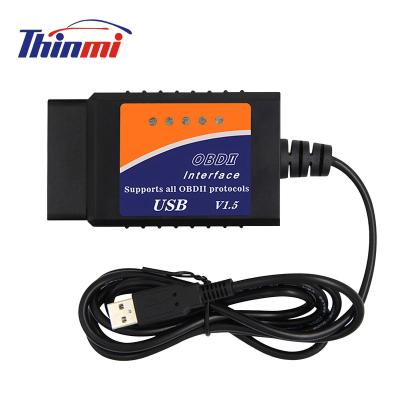 China All Best OBDII Vehicles OBD2 Vehicles OBD2 ELM327 V1.5 USB Compliant Diagnostic Tools Support Customization Chip 25K80 for sale