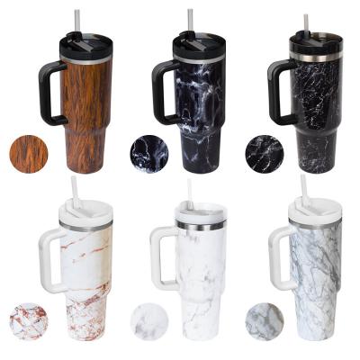 China 2023 New Marbling Series Viable Adventure Fire Extinguisher H2.0 Paint Transfer Printing Reusable Insulated Stainless Tumbler With Handle for sale