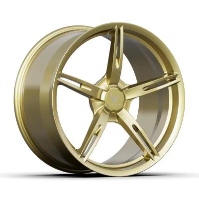 China Best Car Passanger Design Gold / Black 20 Inch 5x114.5 Monoblock 5 Spoke Forged Wheel Custom Forged Wheels OEM/ODM for sale