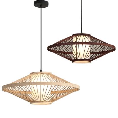 China Modern Modern Rattan Farmhouse Bamboo Light Hanging Pendant Light for sale