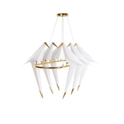 China Bird Pendant Lamp Modern Paper Brass Lighting for Home and Living Room Parrot Pendant Light for sale