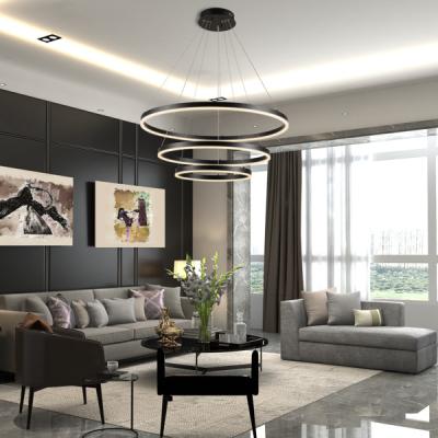 China Contemporary 3 Rings Circle Led Chandelier Pendant Light Living Room Modern Pendant Lamp for sale