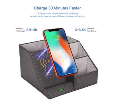 China 4 Compartments Desk Stand Organizer Multiple USB Fast Wireless Charger Split Charging Desktop Mobile Phone 2020 for sale