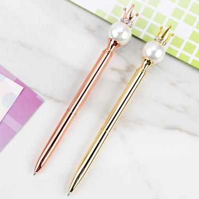 China office & School Pen Luxury Personalized Bling Rose Gold Wedding Gift Custom Made Plated Diamond Pearl Fancy Crystal Ballpoint Pen Jeweled With Diamond for sale