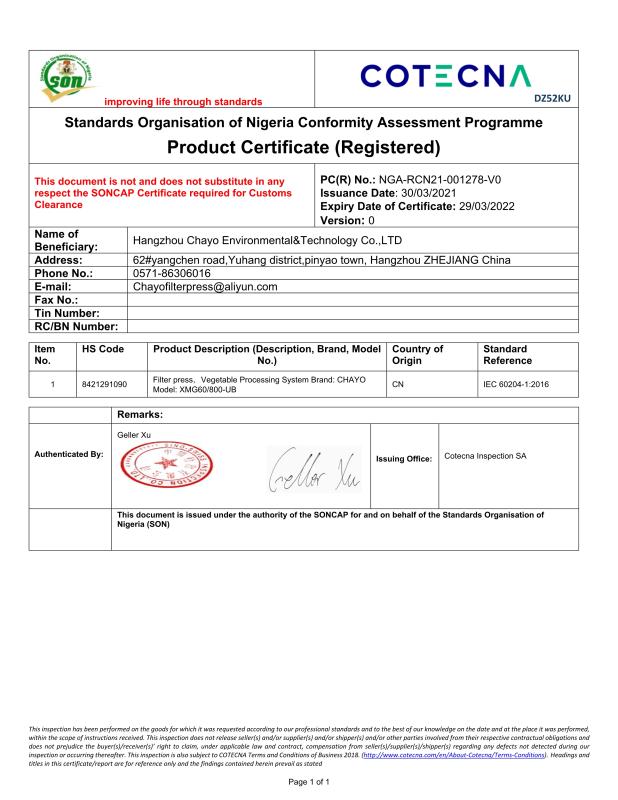 SONCAP - Hangzhou Chayo Environmental&Technology Co., Ltd.