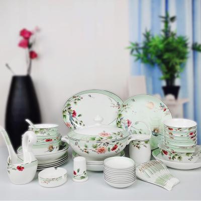 China 52pc Viable Fine Flowers And Moon Bone China Dinnerware Set For Home Use Gift for sale