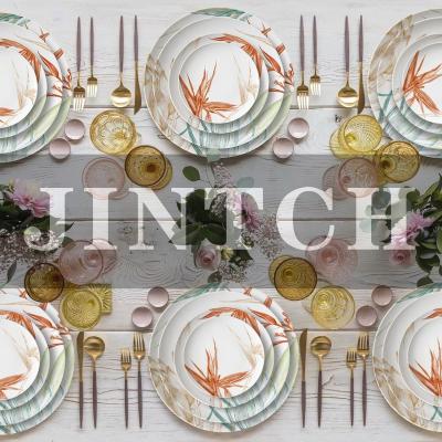 China Sustainable Wholesale New Design Dinnerware High Quality Bone China Plates Dinnerware Set Luxury Wedding Dinner Set Ceramic for sale