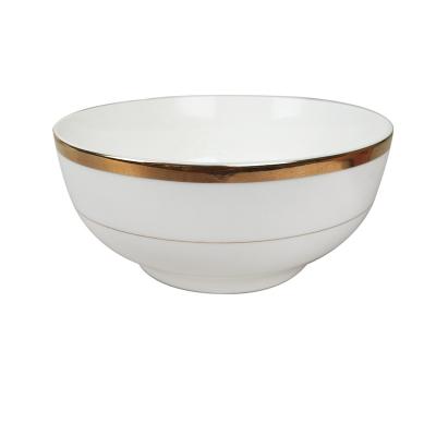 China Viable Wholesale Luxury Ceramic Soup Bowl Tableware Sets Gold Rim For Restaurant Wedding Events for sale