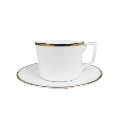 China Wholesale Luxury Gold Ceramic Porcelain Cup Dinnerware Sets Rim Viable For Restaurant Homeware for sale