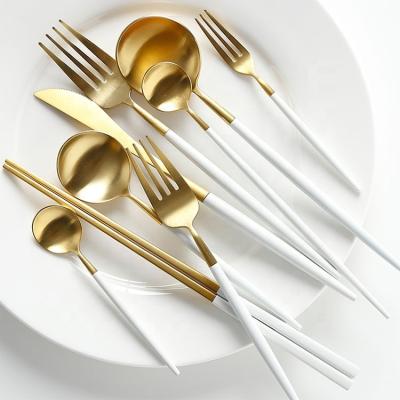 China Disposable High Quality Flatware Sets Wedding Knife And Gold Fork Flatware for sale