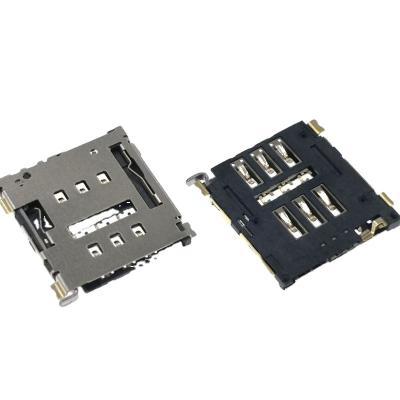 China Push-push Sim Card Connector nano 6pin Sim Contact Hinge Pc PCB XLJ SINGATRON Suppliers for sale