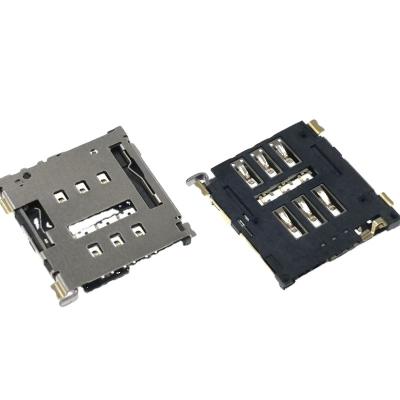 China Push-push Sim Card Connector nano 6pin Sim Contact Hinge Pc PCB XLJ SINGATRON Suppliers for sale