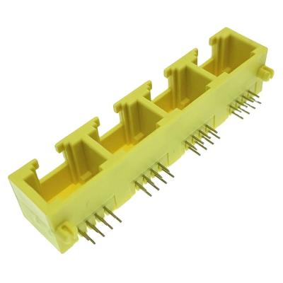 China audio & Left Yellow Connector 4 Degree 8P XLJ 2pcs RJ45 180 Video Female Socket Without LED for sale