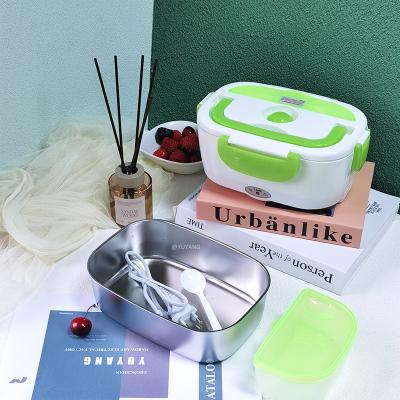 China Household Portable Electric Lunch Warmer Box With Removable Stainless Storage Bento Box With Car Charger for sale