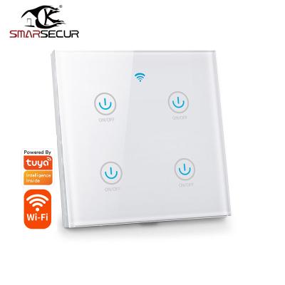 China Versatile No Neutral Wire Required 1 2 3 4 EU 220V Tuya Smart Home Support Alexa Google Home Strip Wifi Wall Light Touch Switch for sale