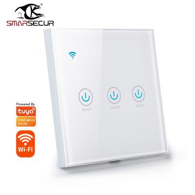 China Versatile Tuya WiFi Lamp Switch Work With or No Neutral Wire, EU Band Smart 1/2/3/4 Wall Switch Works for Alexa, Google Home Echo for sale