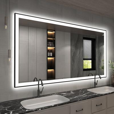 China Large Enlargement Waterproof High Quality Modern Rectangular IP44 Metal Framed LED Bathroom Mirror For Showerroom for sale