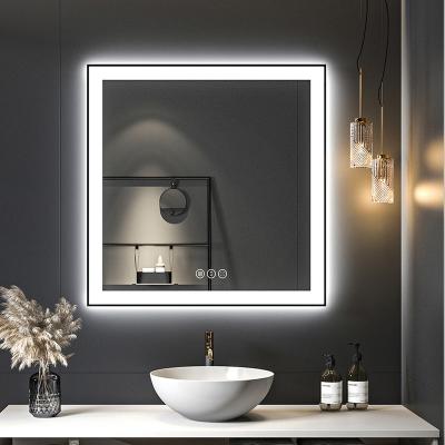 China New Model Magnifying Bathroom Mirror Led Lighted Vanity Mirror With Anti-fog Timing And Time-temperature Show Led Mirror With Lights for sale