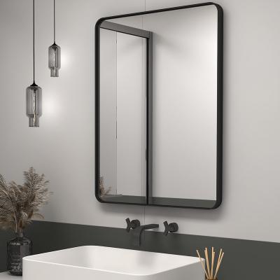 China high clear reflection & No Deformations Large Modern Black Metal Frame Wall Mounted Gold Bathroom Reflects Home Decor Metal Frame Hanging Mirror for sale