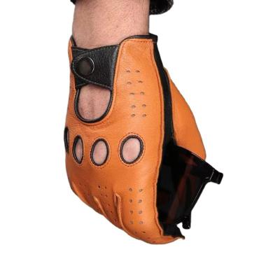 China Fashion Simple Men Winter Two Color Top Running Motocycle Fitness Stylish Genuine Leather Gloves for sale